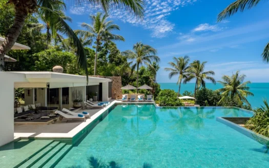 Open plan living dining room sea view villa Koh Samui Thailand